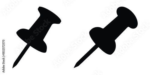 Push pin silhouette vector, Thumbtack icon, Push pin vector icon