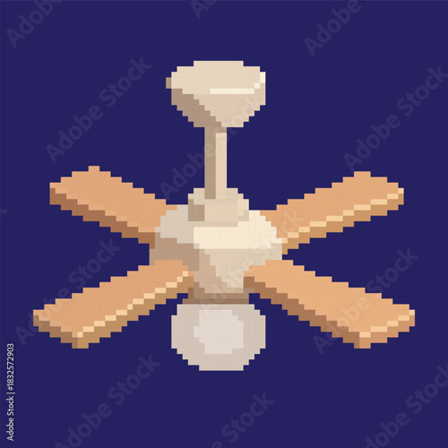 fan pixel art, vector illustration on isolated background.