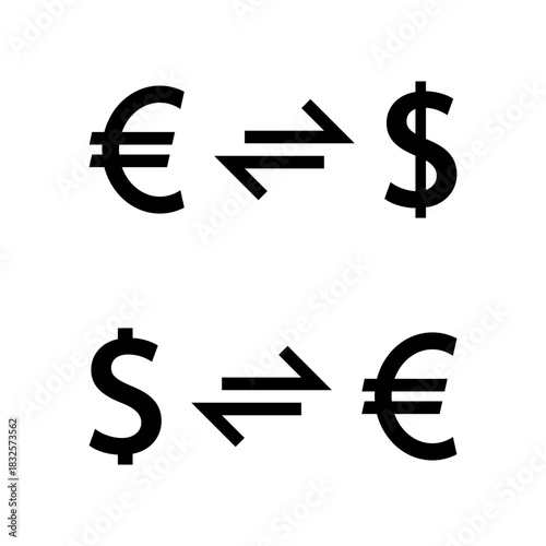 Euro to dollar exchange icon. Money conversion and forex transaction symbol
