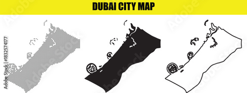 Dubai city map showcasing different map styles