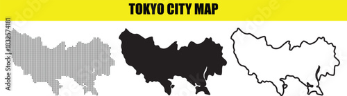 Tokyo city map featuring three different map styles