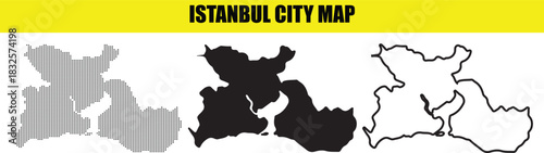 Istanbul city map showing the outline and silhouette of the city