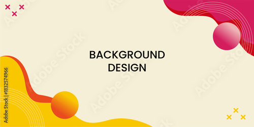 Abstract Cream Background with Yellow and Pink Fluid Gradient Shapes