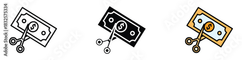 Cutting Expenses icon vector. Financial Savings, Reduce Spending symbol. vector illustration.