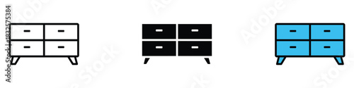 Dresser icon vector. drawer, storage box symbol. vector illustration.