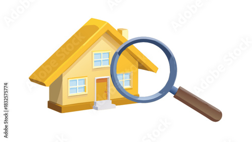 Home search and property inspection concept, a detailed examination of real estate, house hunting, mortgage, rent, buying, selling, and market analysis process.