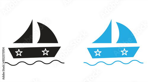 Boat vector icon on white background, vector illustration