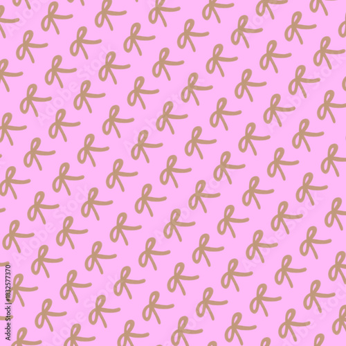 Cute Ribbon Bow Seamless Wallpaper – Soft Pink and Brown Coquette Style