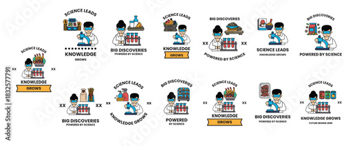 A series of images of scientists and doctors