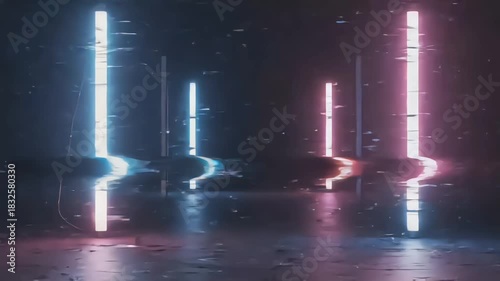 Vibrant RGB split glitch with rapid pixel tearing, color separation, and chaotic distortion waves across a full digital background