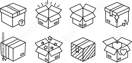 Cardboard Box and Packaging Icons package parcel