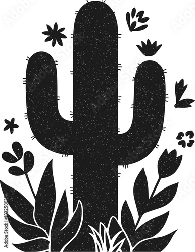 Wallpaper Mural Vintage Rustic Cactus Illustration with Wildflowers – Hand-Made Desert Botanical Art Torontodigital.ca