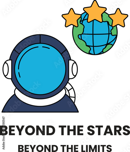 A man in a space suit is surrounded by stars and the earth