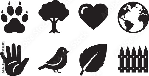 Nature and environmental protection icons paw print