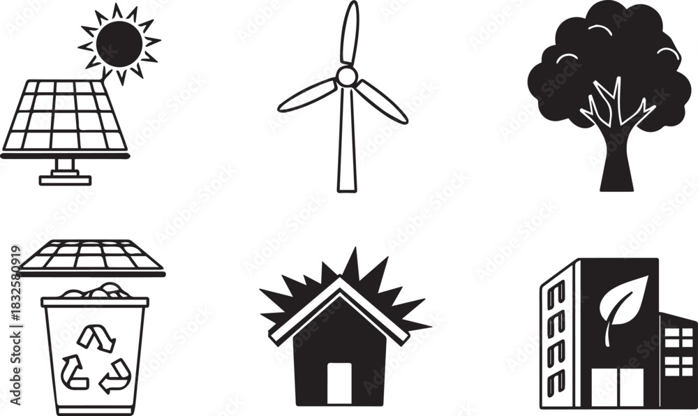 Fototapeta premium Renewable energy and eco-friendly icons solar panel