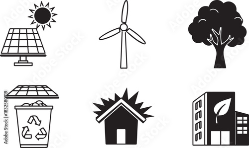 Renewable energy and eco-friendly icons solar panel