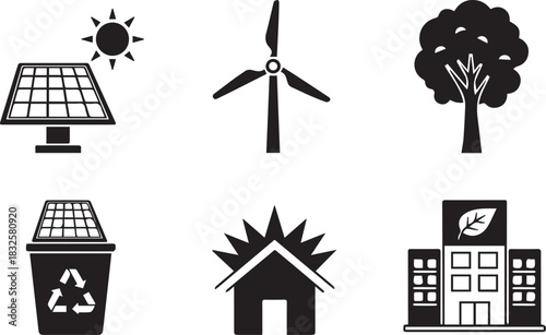 Renewable energy and eco-friendly icons solar panel