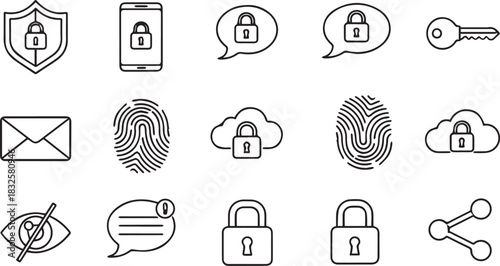 Security and Privacy Icons Collection lock shield