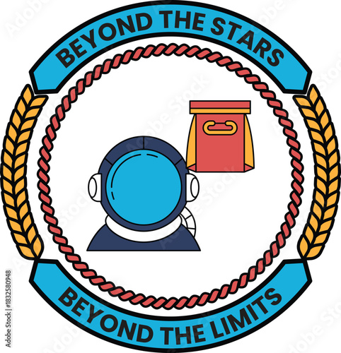 A logo for Beyond the Stars that features a man in a space suit