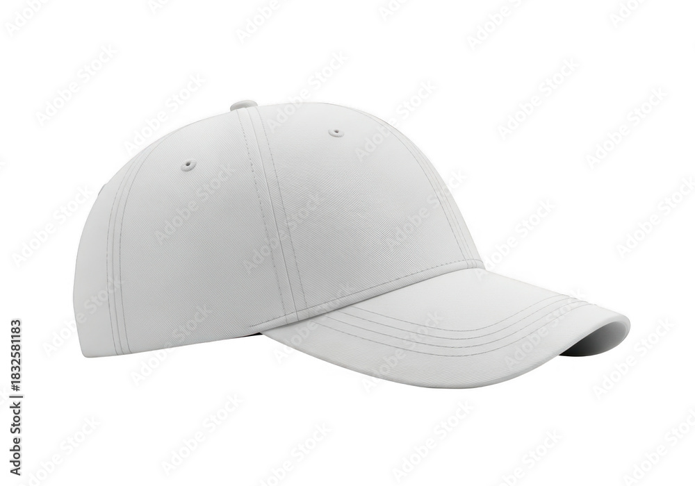 Fototapeta premium Plain white baseball cap with curved brim isolated on transparent background