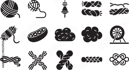 Yarn, Thread, and Rope Icons wool twine