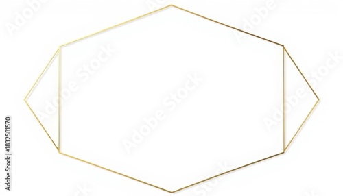 Elegant Geometric Frame Design with Gold Outline on White Background.