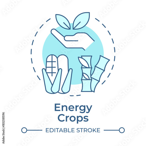 Energy crops soft blue concept icon. Plant harvesting, biofuel production. Environment preservation. Round shape line illustration. Abstract idea. Graphic design. Easy to use in article, brochure