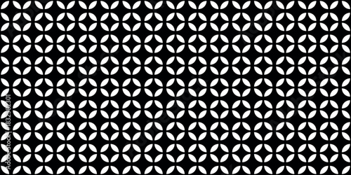 Seamless vector pattern circle petal design traditional Japanese asanoha style geometric black white background decorative symmetry floral motif abstract textile cultural wallpaper repeatable art