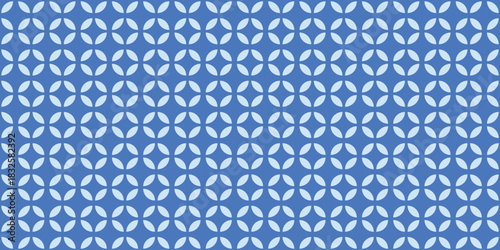 Seamless vector pattern with repeating geometric circles shapes abstract retro background blue white minimal decorative design contemporary stylish wallpaper fabric textile wrapping paper print