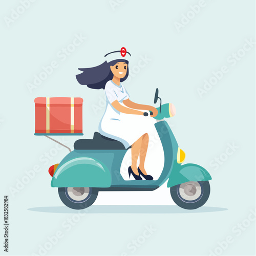 santa riding a scooter