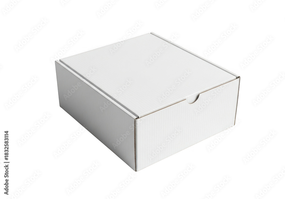 Naklejka premium A simple white cardboard box for packaging and shipping isolated on transparent background