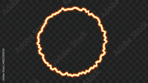 A glowing orange irregular circle resembling an electrical discharge or plasma ring on a transparent background.