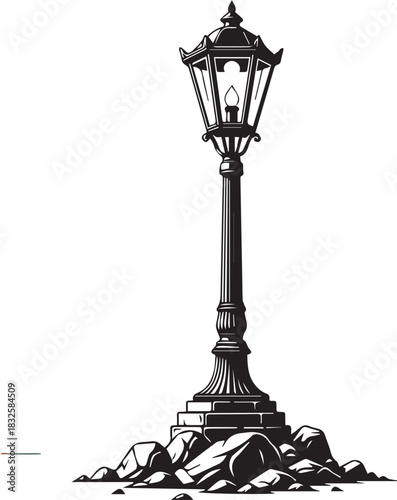 Vintage Street Light Illustration Shining Brightly with Classic Design and Elegance