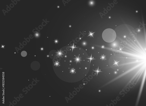 White light burst with sparkle particles and soft glow effects on dark background