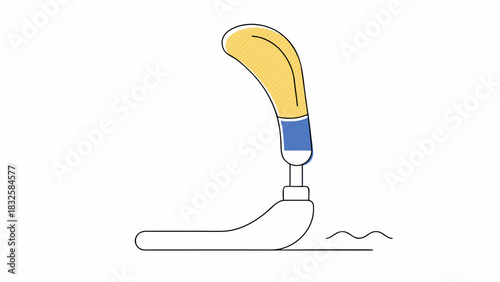 Illustration of a prosthetic leg with a yellow upper and blue accent on a white background design on transparent background silhouette