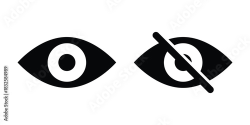 Eye and Hidden Icon Set. Visibility On/Off Vector. Visibility Icons Pack