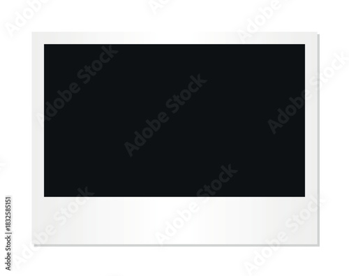 Blank horizontal instant photo frame isolated on transparent background template mockup for memory photography design gallery print retro vintage snapshot placeholder editable image layout