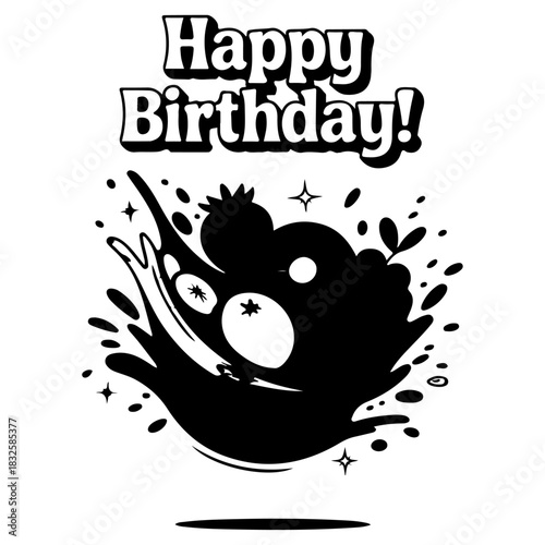 Happy Birthday Panda SVG, Cute Panda Birthday Cake Topper, Panda Party Decor, Kids Birthday PNG, Cricut Silhouette Cut File