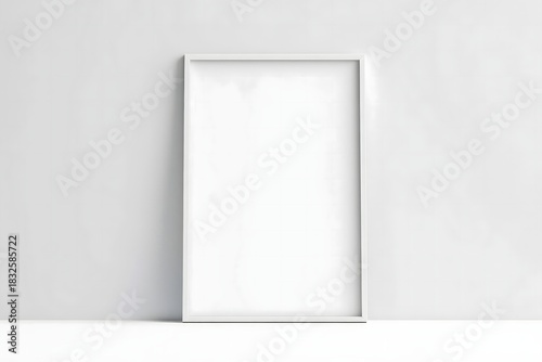 Minimalist White Frame on Shelf - Blank Canvas Mockup