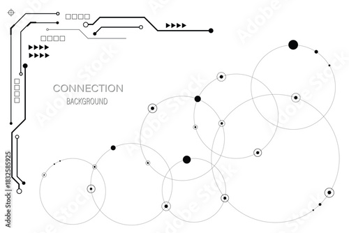 Network background. Connections with points, lines, icons. Vector technology background