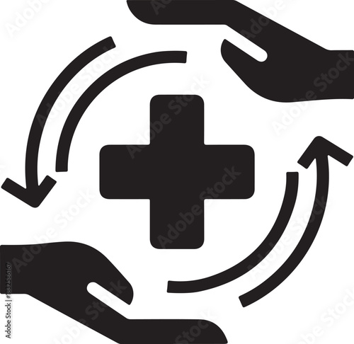 Continuous Healthcare Icon Health Renewal Medical Cycle and Recovery Symbol