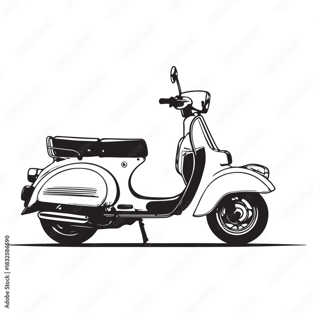 custom made wallpaper toronto digitalRetro Motor Scooter Vector Art Design Isolated on White