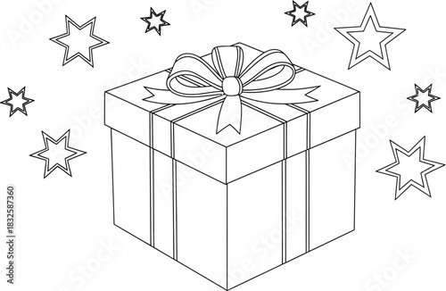 Gift present box ribbon stars celebration holiday birthday christmas party event