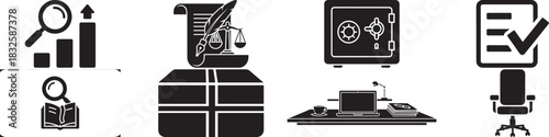 Icon set for business, law and office concepts