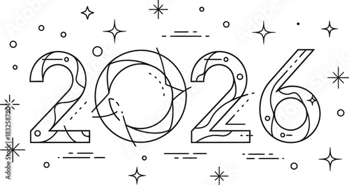 2026 new year date calendar future celebration event holiday design line