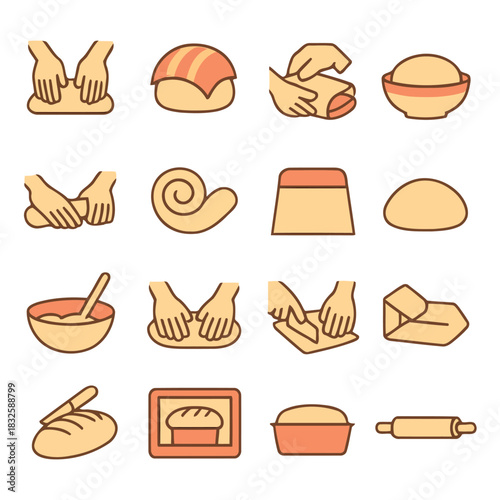 From Dough to Delight: A collection of meticulously crafted illustrations depicts each step of artisanal bread-making, capturing the essence of the baking process.