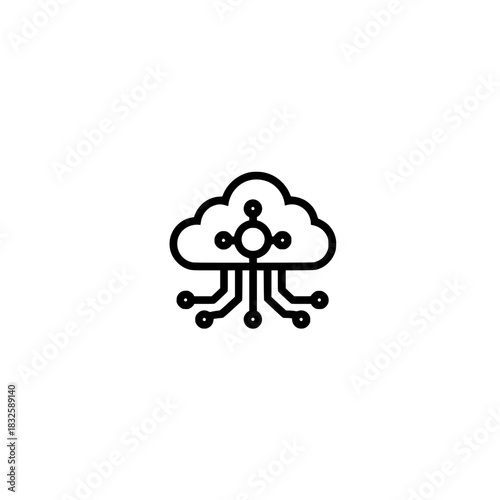 Vector cloud with network line icon design symbolizing online storage digital data and internet theme