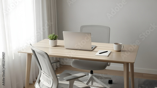 Organizing and Decluttering Home A Clean and Modern Workspace with Laptop and Accessories