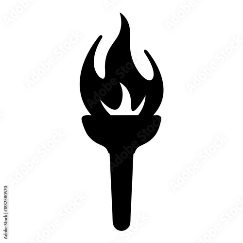 Silhouette of a Torch with a Fiery Flame Representing Inspiration and Hope