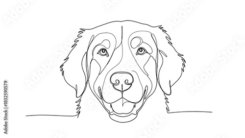 Elegant single line drawing of a golden retriever portrait, perfect for pet lovers